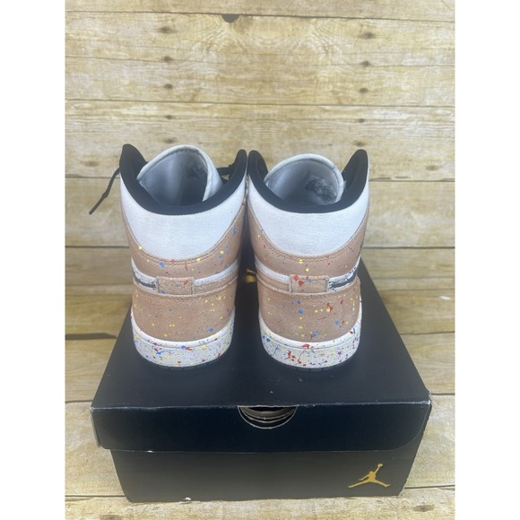 Size 11 - Air Jordan 1 SE Mid‎ Brushstroke Paint Splatter DA8005 100 - Picture 5 of 9